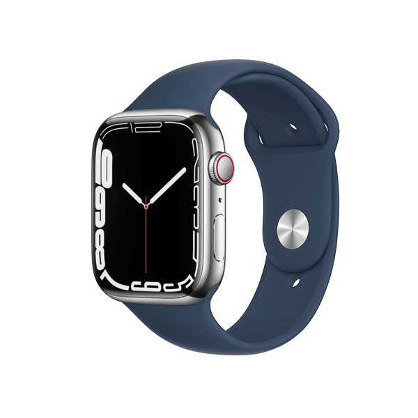 Apple Watch Series 7 | 45mm | Stainless Steel Case Grafiet | Abyss Blauw sportbandje | GPS | WiFi + 4G