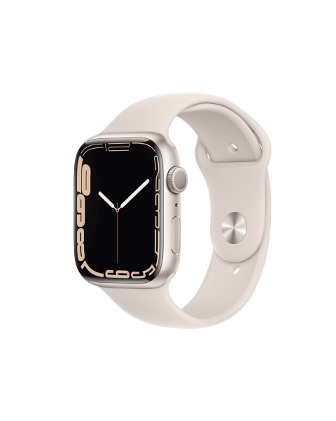Refurbished Apple Watch Series 7 | 45mm | Aluminium Case Sterrenlicht Wit | Sterrenlicht Wit sportbandje | GPS | WiFi + 4G