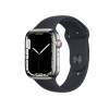 Apple Watch Series 7 | 45mm | Stainless Steel Case Zilver | Middernacht Blauw sportbandje | GPS | WiFi + 4G