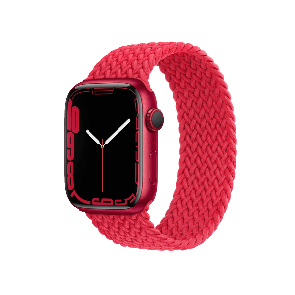 Apple Watch Series 7 | 45mm | Aluminium Case Rood | Rood gevlochten Solo Loop | GPS | WiFi