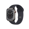 Apple Watch Series 8 | 41mm | Stainless Steel Case Grafiet | Middernacht Blauw sportbandje  | GPS | WiFi + 4G