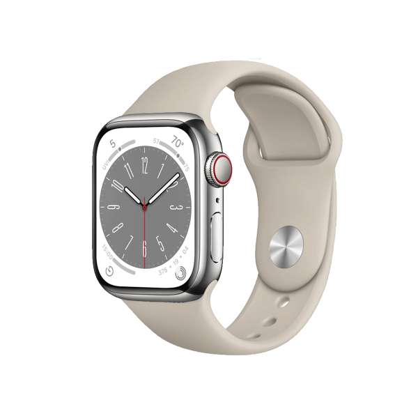 Apple Watch Series 8 | 45mm | Stainless Steel Case Zilver | Stone sportbandje | GPS | WiFi + 4G