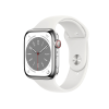 Apple Watch Series 8 | 45mm | Stainless Steel Case Zilver | Wit sportbandje | GPS | WiFi + 4G