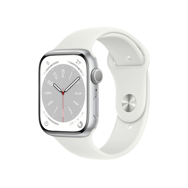 Apple Watch Series 8 | 45mm | Aluminium Case Zilver | Wit sportbandje | GPS | WiFi