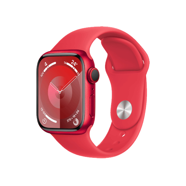 Apple Watch Series 9 | 41mm | Aluminium Case Rood | Rood sportbandje M/L | GPS | WiFi + 4G
