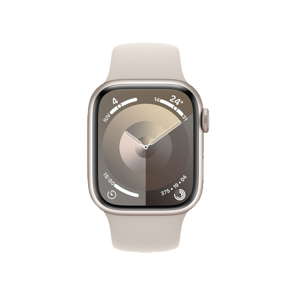 Apple Watch Series 9 | 41mm | Aluminium Case Sterrenlicht | Sterrenlicht sportbandje S/M | GPS | WiFi + 4G