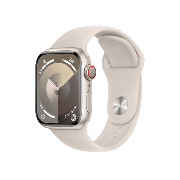 Apple Watch Series 9 | 41mm | Aluminium Case Sterrenlicht | Sterrenlicht sportbandje S/M | GPS | WiFi + 4G