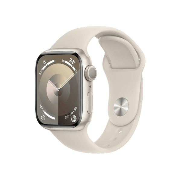 Apple Watch Series 9 | 41mm | Aluminium Case Sterrenlicht | Sterrenlicht sportbandje S/M | GPS | WiFi