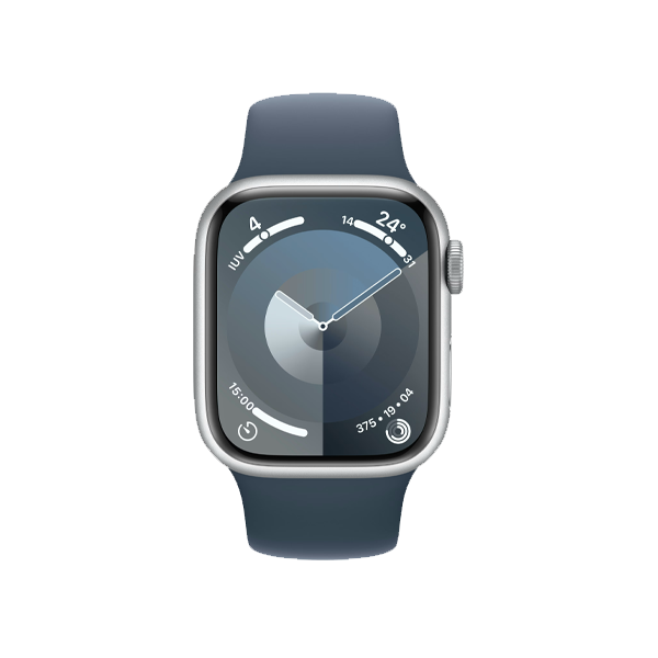 Apple Watch Series 9 | 41mm | Aluminium Case Zilver | Blauw sportbandje S/M | GPS | WiFi + 4G