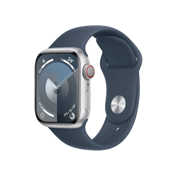 Apple Watch Series 9 | 41mm | Aluminium Case Zilver | Blauw sportbandje S/M | GPS | WiFi + 4G