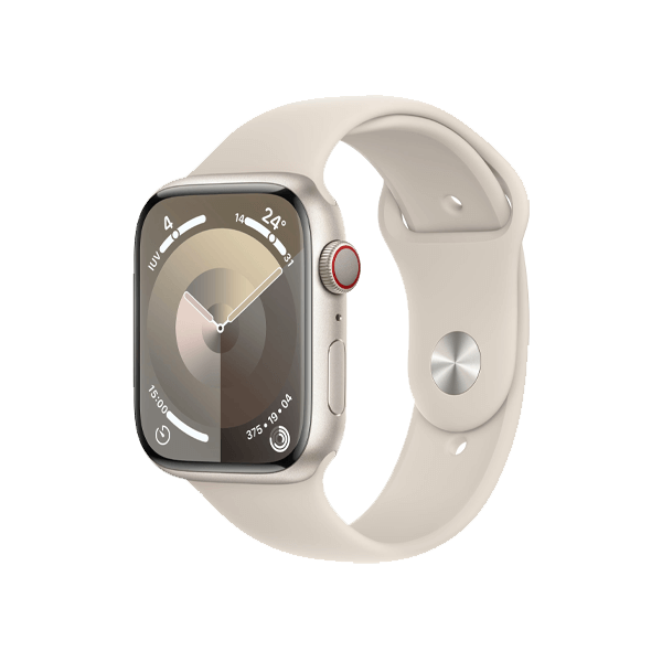 Apple Watch Series 9 | 45mm | Aluminium Case Sterrenlicht | Sterrenlicht sportbandje M/L | GPS | WiFi + 4G