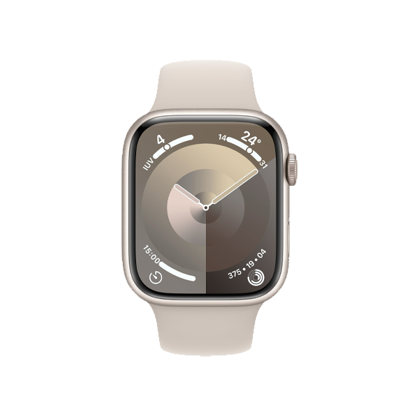 Apple Watch Series 9 | 45mm | Aluminium Case Sterrenlicht | Sterrenlicht sportbandje M/L | GPS | WiFi