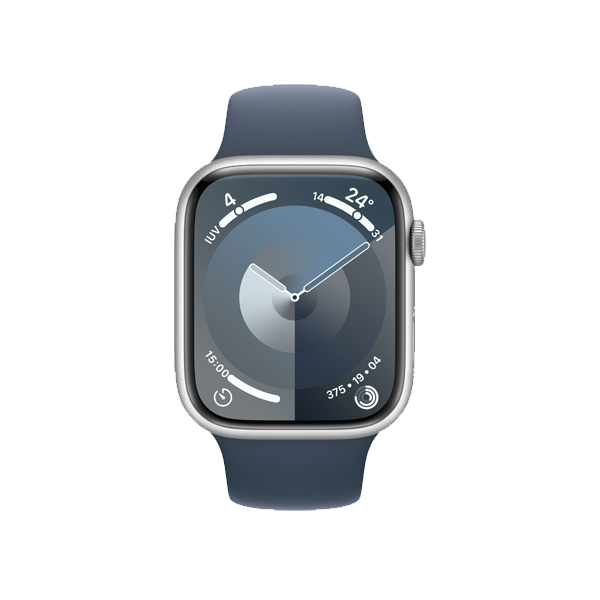 Apple Watch Series 9 | 45mm | Aluminium Case Zilver | Blauw sportbandje S/M | GPS | WiFi + 4G