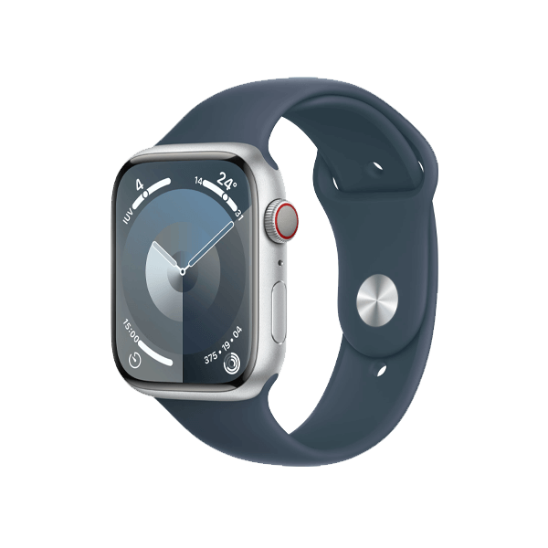 Apple Watch Series 9 | 45mm | Aluminium Case Zilver | Blauw sportbandje S/M | GPS | WiFi + 4G
