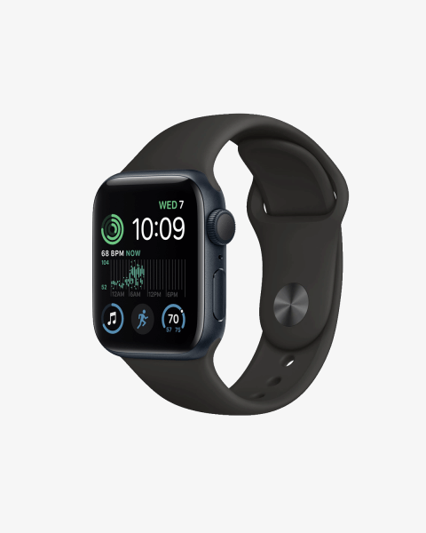 Apple Watch Series SE 2022 | 40mm | Aluminium Case Middernacht Blauw | Zwart sportbandje | GPS | WiFi
