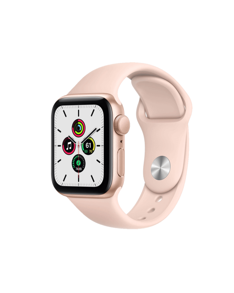 Refurbished Apple Watch Series SE | 40mm | Aluminium Case Goud | Roze sportbandje | GPS | WiFi