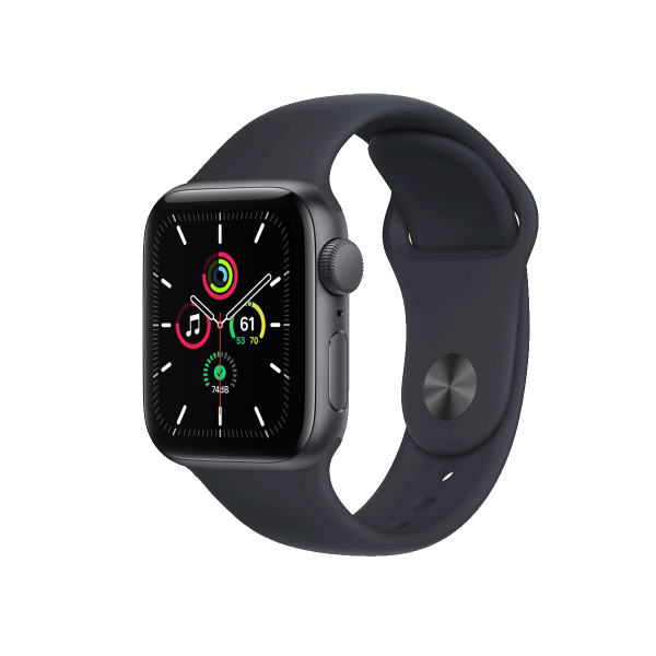 Apple Watch Series SE | 40mm | Aluminium Case Spacegrijs | Middernacht Blauw sportbandje | GPS | WiFi