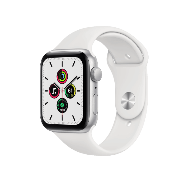 Apple Watch Series SE | 44mm | Aluminium Case Zilver | Wit sportbandje | GPS | WiFi