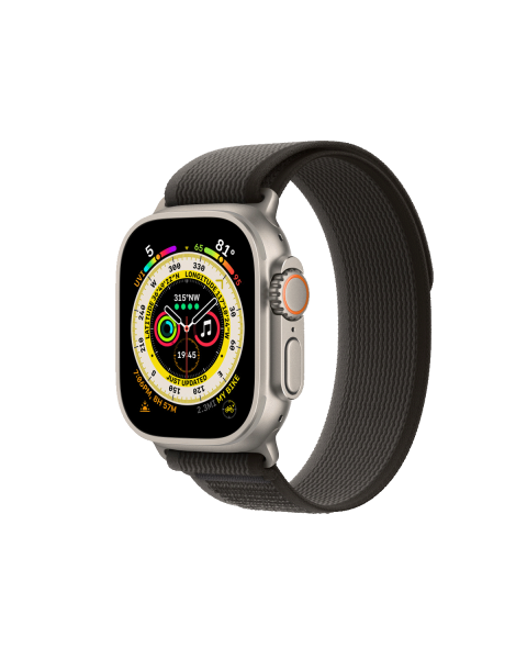 Apple Watch Ultra | 49mm | Titanium Case | Zwart/Grijs Bandje | GPS | WiFi + 4G