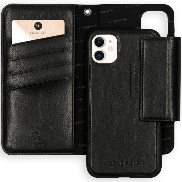2-in-1 Uitneembare Vegan Lederen Bookcase iPhone 11 - Zwart - Zwart / Black