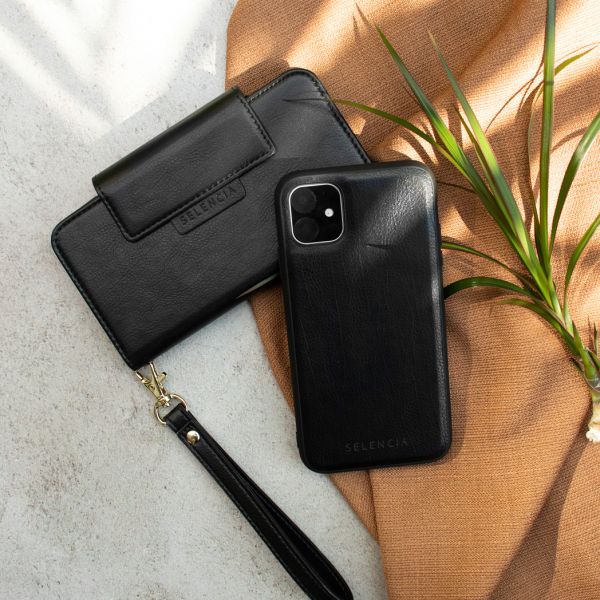 2-in-1 Uitneembare Vegan Lederen Bookcase iPhone 11 - Zwart - Zwart / Black