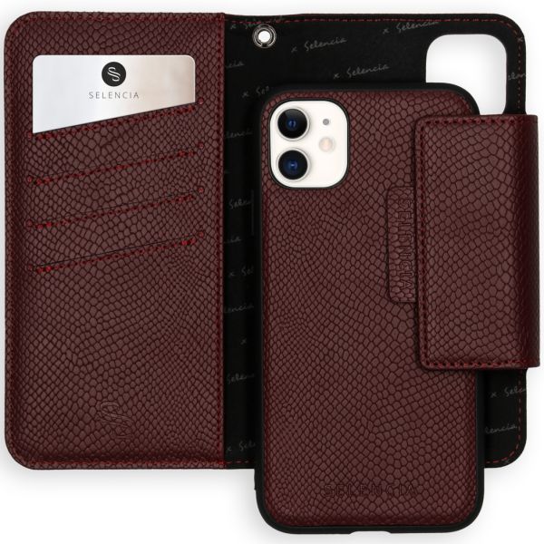 Selencia 2-in-1 Uitneembare Slang Bookcase iPhone 11 - Donkerrood / Dunkelrot / Dark Red