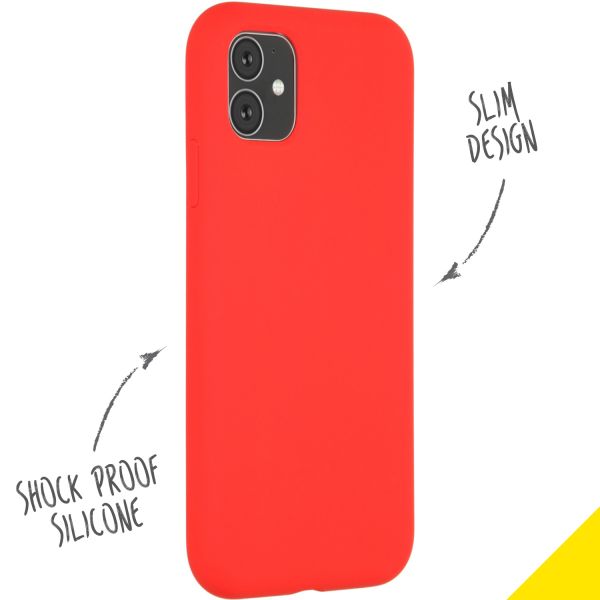 Accezz Liquid Silicone Backcover iPhone 11 - Rood / Rot / Red