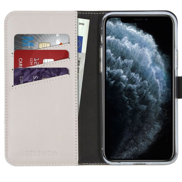 Selencia Echt Lederen Bookcase iPhone 11 Pro - Lichtgrijs / Hellgrau    / Light Gray