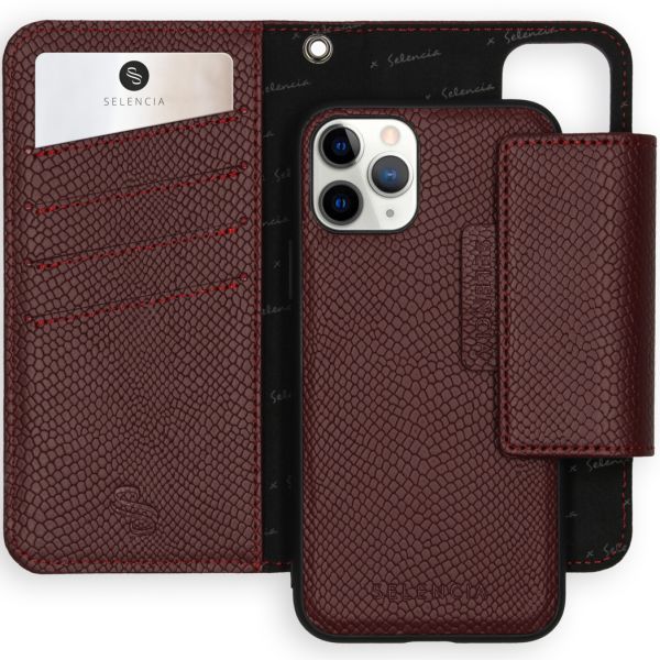 Selencia 2-in-1 Uitneembare Slang Bookcase iPhone 11 Pro - Donkerrood / Dunkelrot / Dark Red