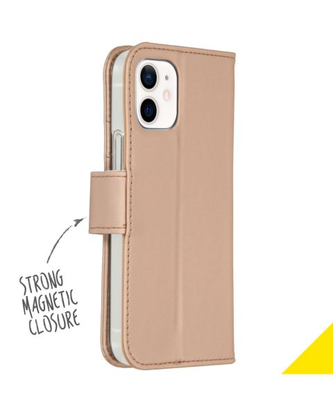 Accezz Wallet Softcase Bookcase iPhone 12 Mini - Goud / Gold