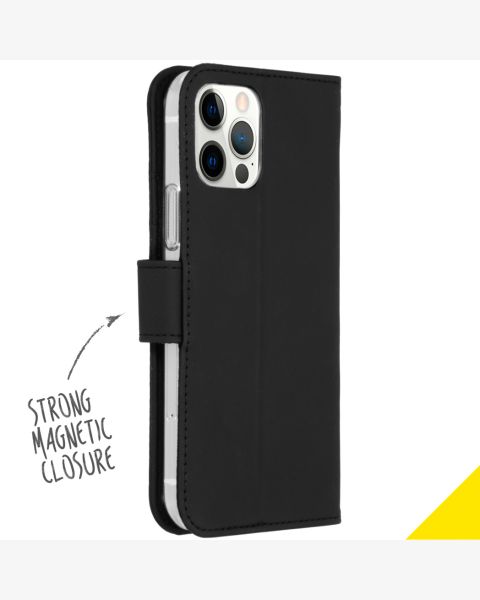 Accezz Wallet Softcase Bookcase iPhone 12 (Pro) - Zwart / Schwarz / Black