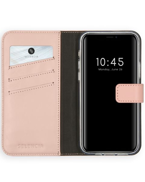 Selencia Echt Lederen Bookcase iPhone 12 (Pro) - Roze / Rosa / Pink