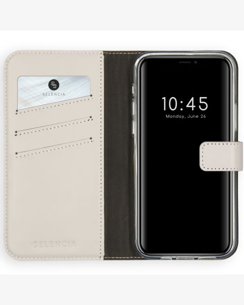 Selencia Echt Lederen Bookcase iPhone 12 Pro Max - Lichtgrijs / Hellgrau    / Light Gray