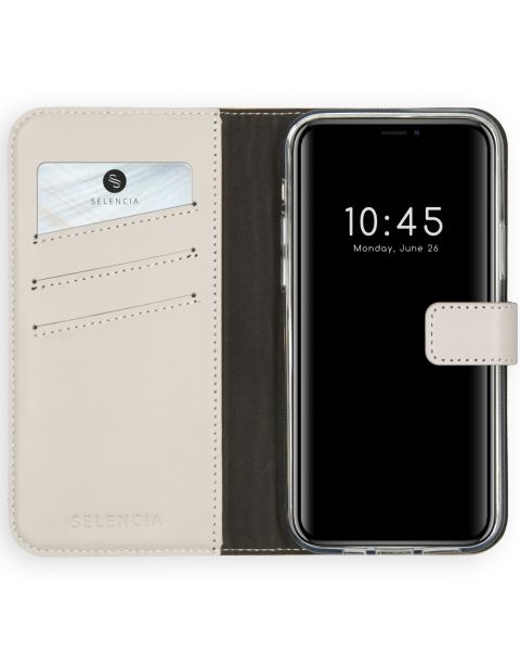 Selencia Echt Lederen Bookcase iPhone 12 Pro Max - Lichtgrijs / Hellgrau    / Light Gray