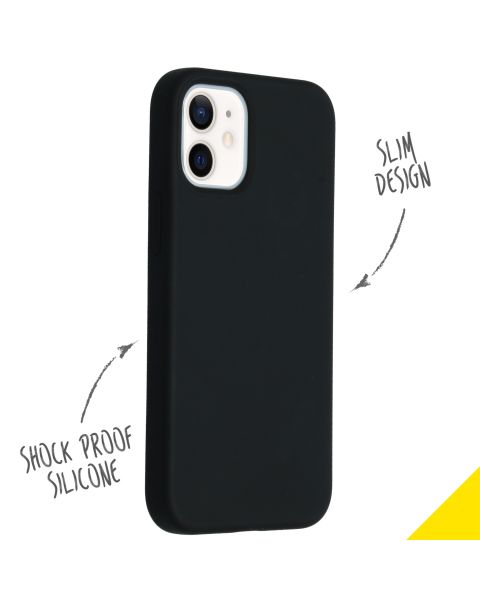 Accezz Liquid Silicone Backcover iPhone 12 Mini - Zwart / Schwarz / Black