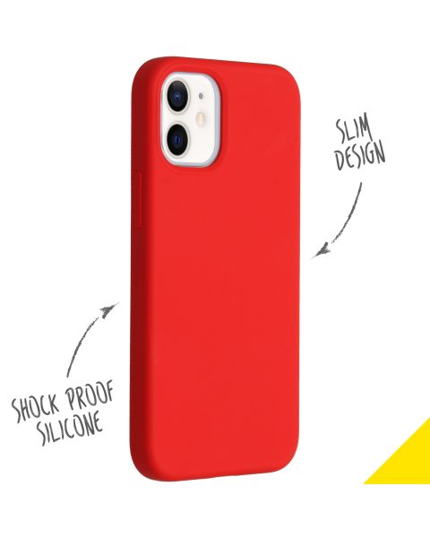 Accezz Liquid Silicone Backcover iPhone 12 Mini - Rood / Rot / Red