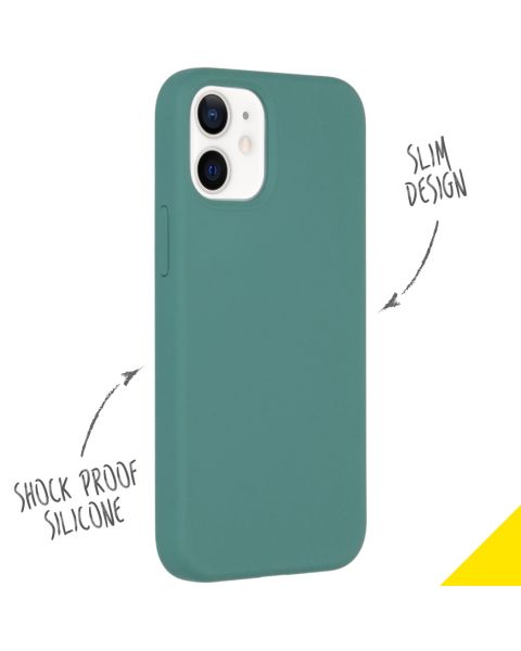 Accezz Liquid Silicone Backcover iPhone 12 Mini - Donkergroen / Dunkelgrün  / Dark Green