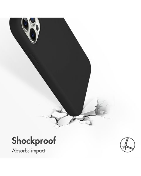 Accezz Liquid Silicone Backcover iPhone 12 (Pro) - Zwart / Schwarz / Black