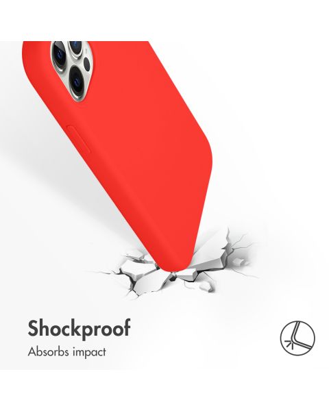 Accezz Liquid Silicone Backcover iPhone 12 (Pro) - Rood / Rot / Red