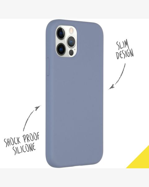 Accezz Liquid Silicone Backcover iPhone 12 (Pro) - Lavender Gray