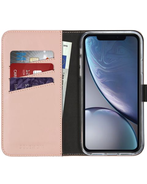 Selencia Echt Lederen Bookcase iPhone Xr - Roze / Rosa / Pink