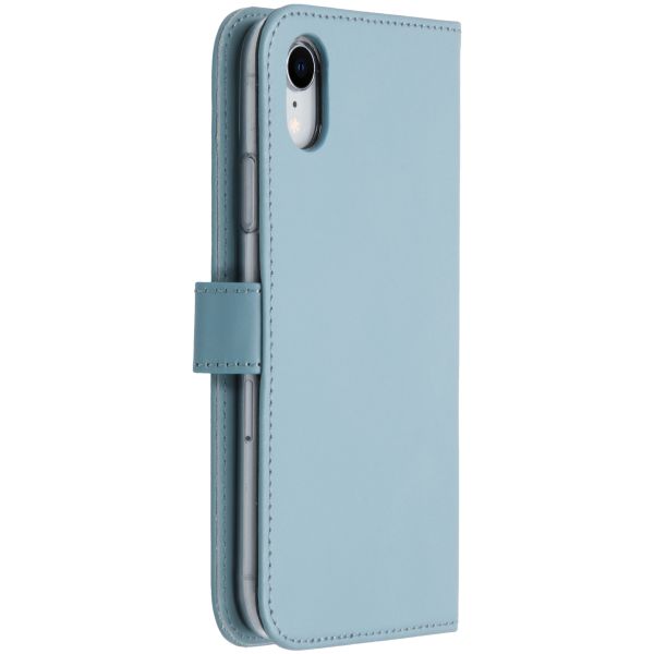 Selencia Echt Lederen Bookcase iPhone Xr - Lichtblauw / Hellblau / Light Blue