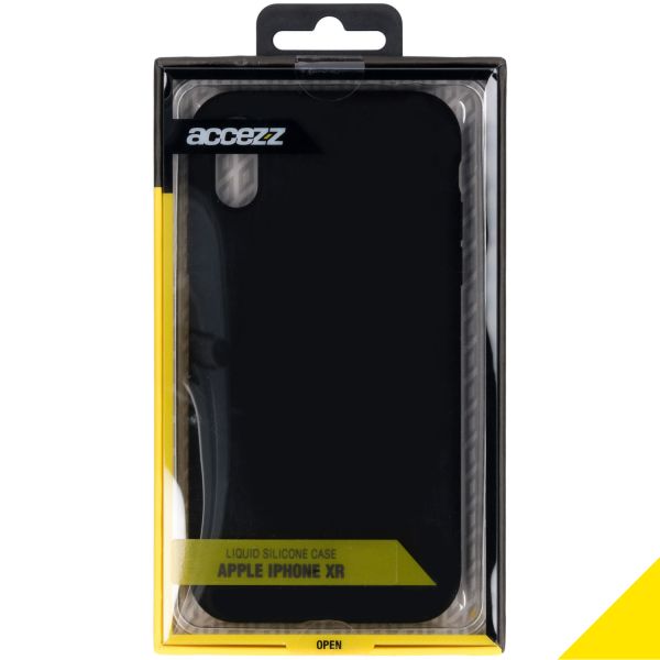 Accezz Liquid Silicone Backcover iPhone Xr - Zwart / Schwarz / Black