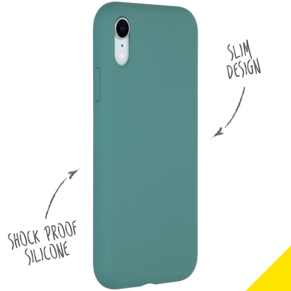 Accezz Liquid Silicone Backcover iPhone Xr - Donkergroen / Dunkelgrün  / Dark Green