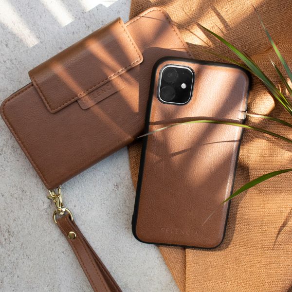 2-in-1 Uitneembare Vegan Lederen Bookcase iPhone Xs / X - Bruin / Brown