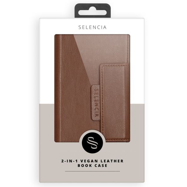 2-in-1 Uitneembare Vegan Lederen Bookcase iPhone Xs / X - Bruin / Brown