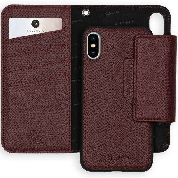 2-in-1 Uitneembare Slang Bookcase iPhone Xs / X - Donkerrood - Donkerrood / Dark Red