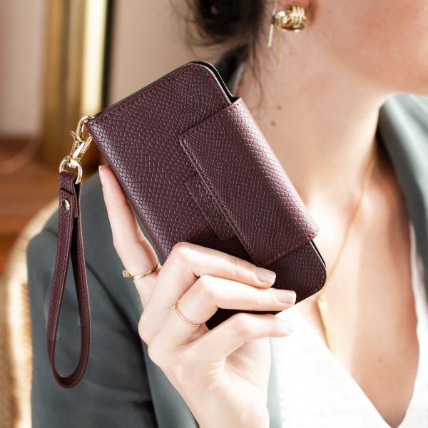 2-in-1 Uitneembare Slang Bookcase iPhone Xs / X - Donkerrood - Donkerrood / Dark Red