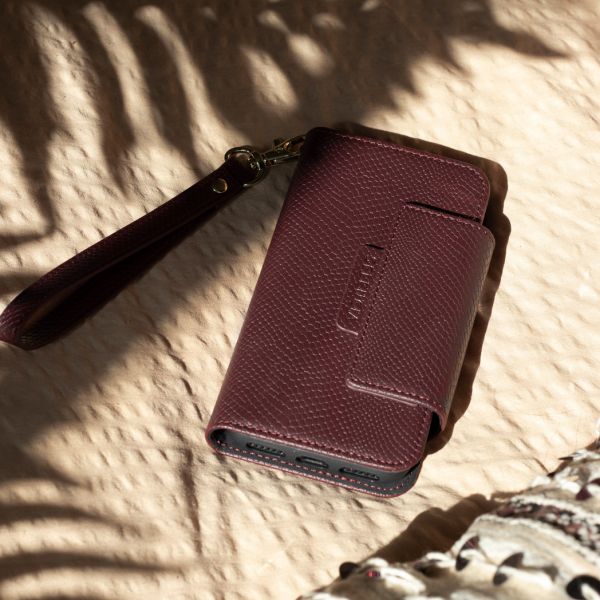 2-in-1 Uitneembare Slang Bookcase iPhone Xs / X - Donkerrood - Donkerrood / Dark Red