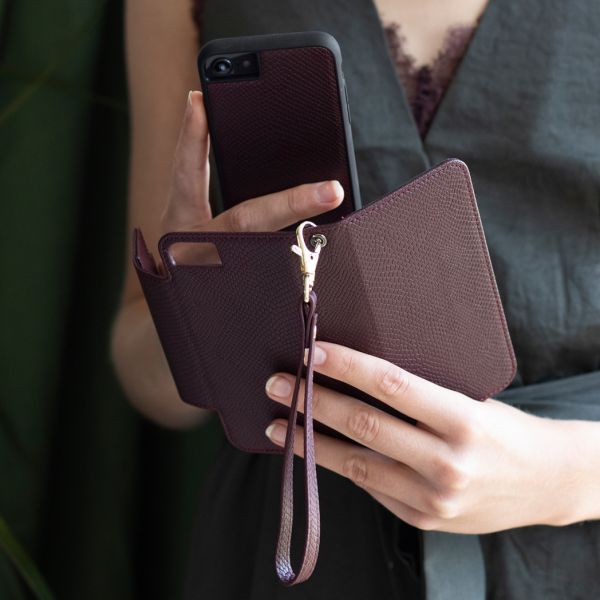 2-in-1 Uitneembare Slang Bookcase iPhone Xs / X - Donkerrood - Donkerrood / Dark Red